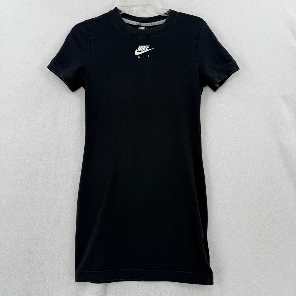 Nike Air Dress Womens Medium Black Short Sleeve Bodycon Graphic CZ9107-010